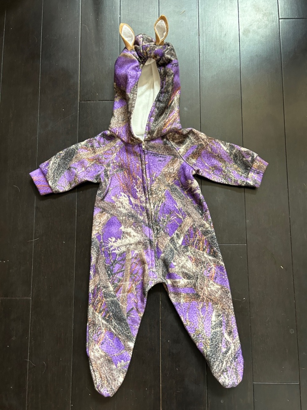 Take-a-Tot Purple Camo Hooded One-Piece with Ears Size 0-3 Months